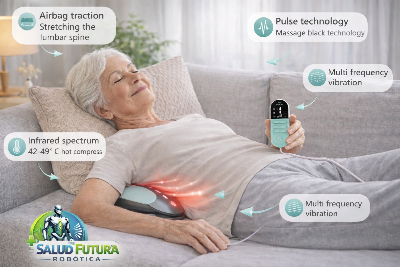 Sistema de Relajación Lumbar con Calor y Masaje