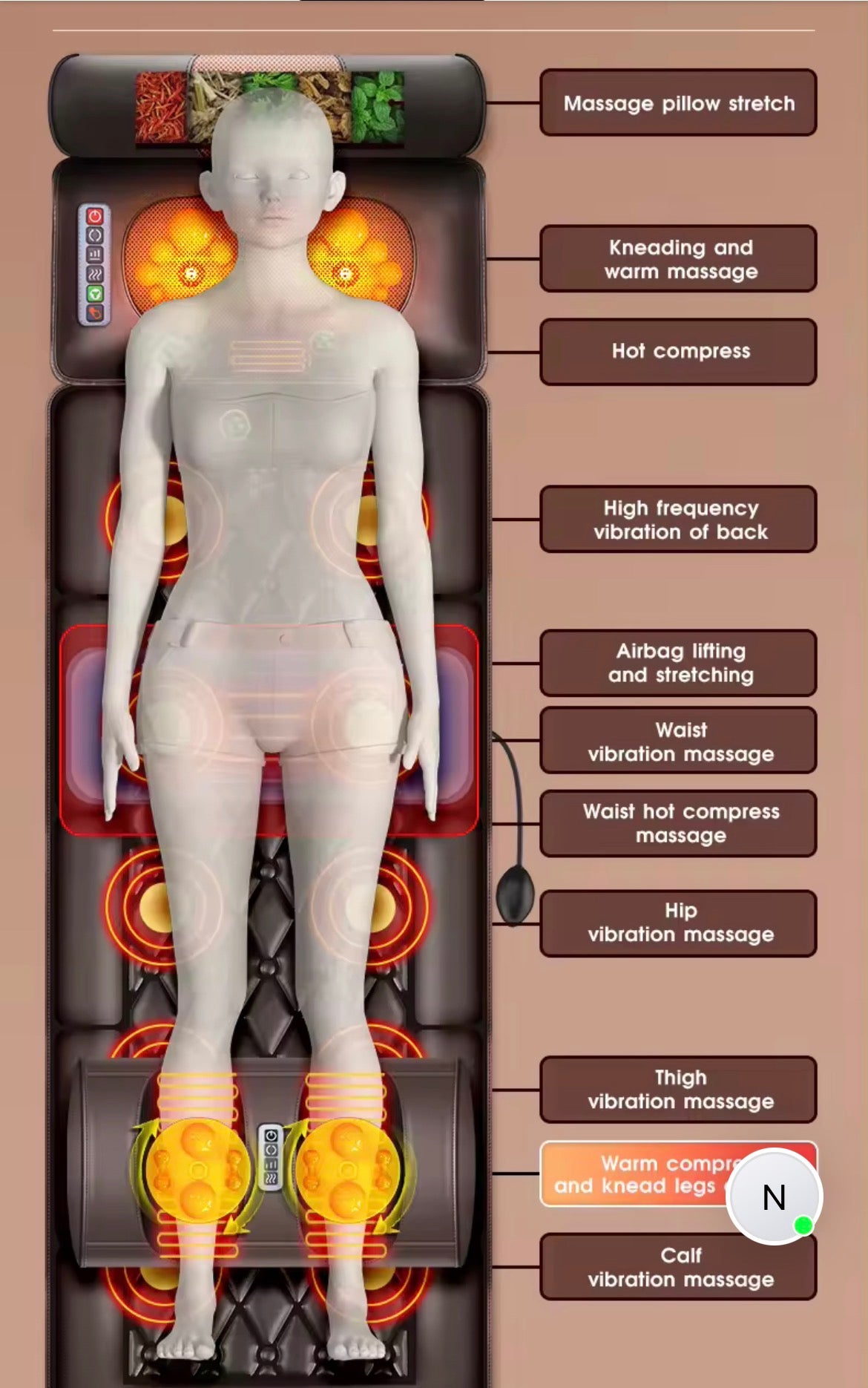 Full Body Massage Mat with Heat & Vibration Therapy