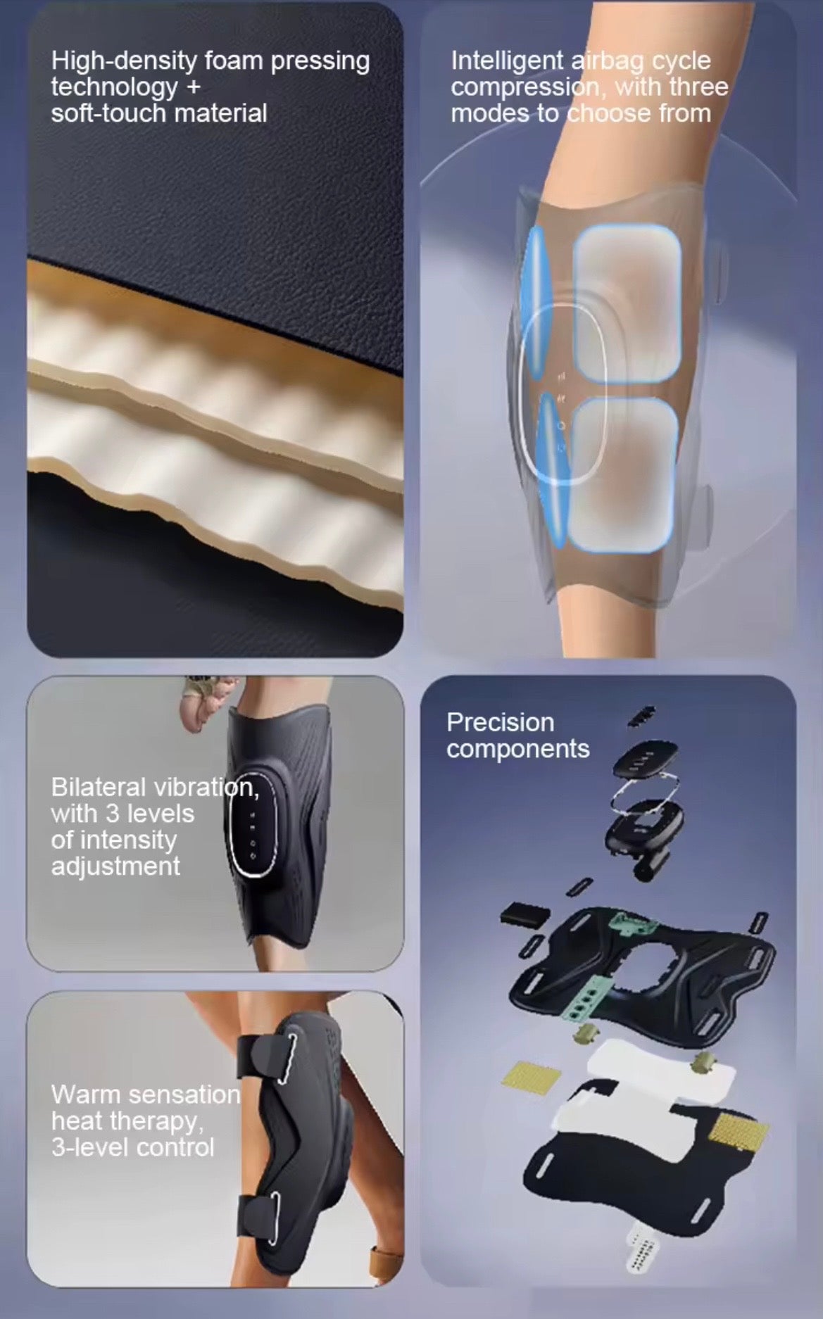 Masajeador Inteligente de Pantorrilla con Compresión de Aire y Calor
